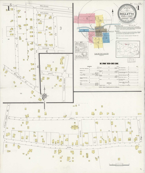 Roulette Pennsylvania 1930 - Fire Insurance Index - Old Map Reprint