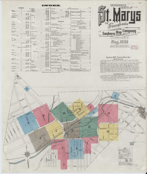 Saint Marys Pennsylvania 1909 - Fire Insurance Index - Old Map Reprint