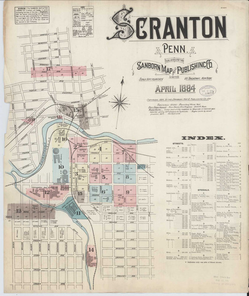 Scranton Pennsylvania 1884 - Fire Insurance Index - Old Map Reprint