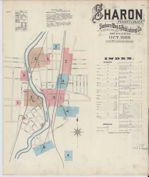 Sharon Pennsylvania 1888 - Fire Insurance Index - Old Map Reprint