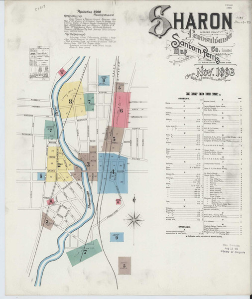 Sharon Pennsylvania 1893 - Fire Insurance Index - Old Map Reprint