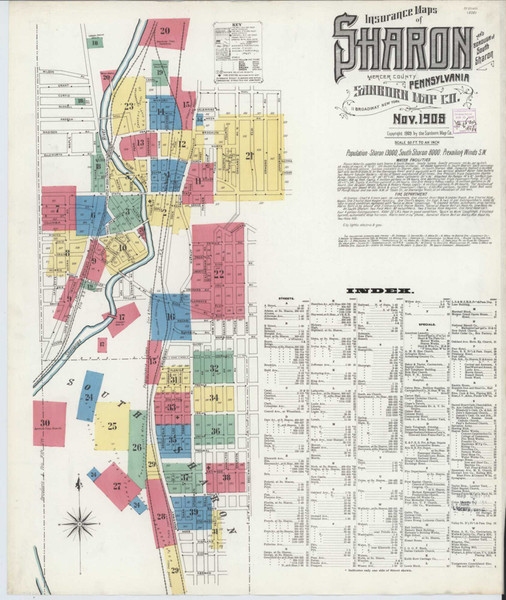 Sharon Pennsylvania 1908 - Fire Insurance Index - Old Map Reprint