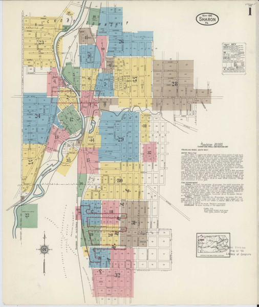 Sharon Pennsylvania 1915 - Fire Insurance Index - Old Map Reprint