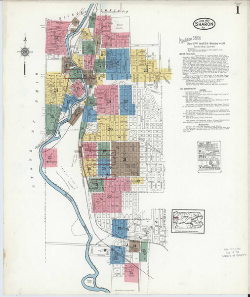 Sharon Pennsylvania 1920 - Fire Insurance Index - Old Map Reprint