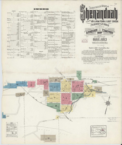 Shenandoah Pennsylvania 1913 - Fire Insurance Index - Old Map Reprint