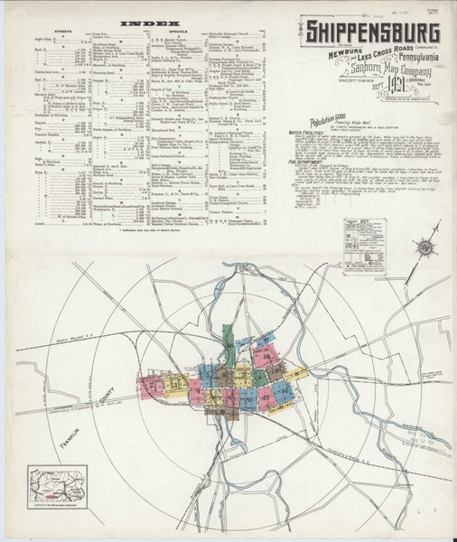 Shippensburg Pennsylvania 1921 - Fire Insurance Index - Old Map Reprint