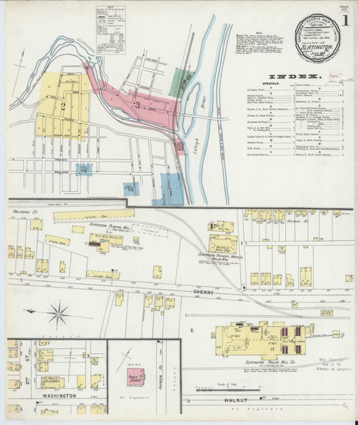 Slatington Pennsylvania 1896 - Fire Insurance Index - Old Map Reprint