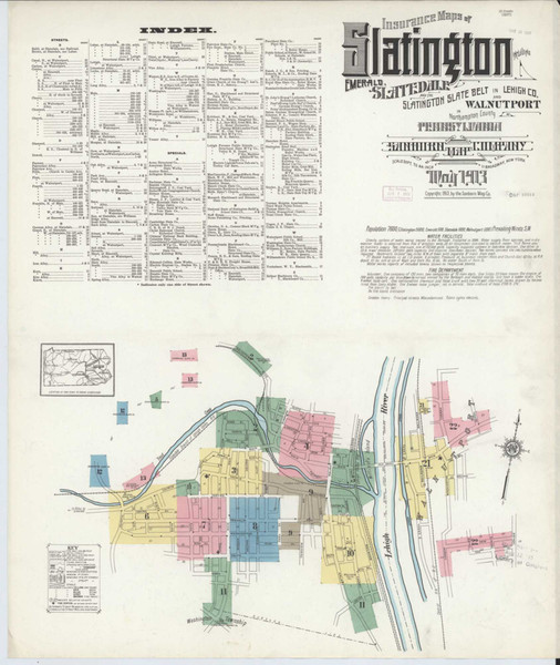 Slatington Pennsylvania 1913 - Fire Insurance Index - Old Map Reprint