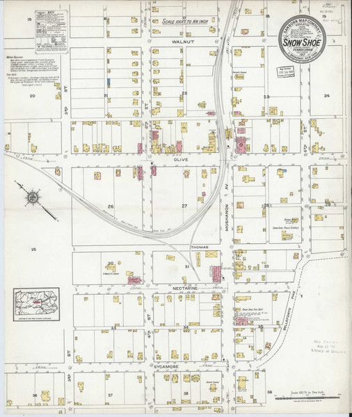 Snow Shoe Pennsylvania 1917 - Fire Insurance Index - Old Map Reprint
