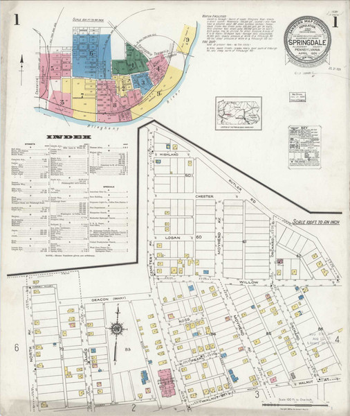 Springdale Pennsylvania 1924 - Fire Insurance Index - Old Map Reprint