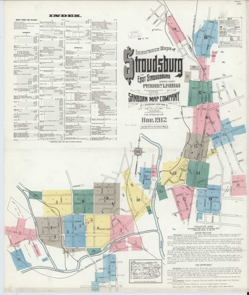 Stroudsburg Pennsylvania 1912 - Fire Insurance Index - Old Map Reprint
