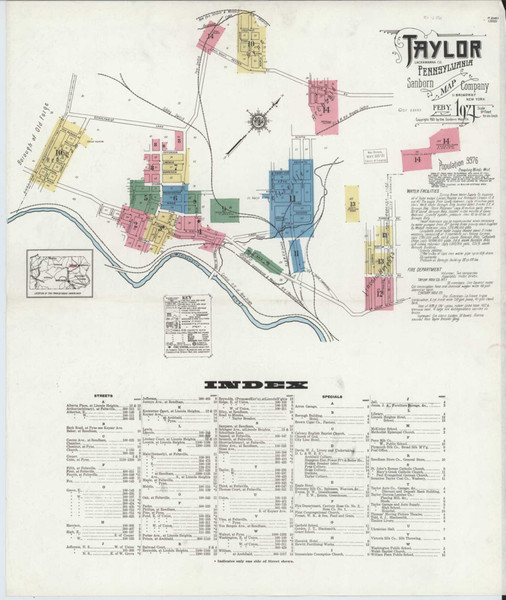 Taylor Pennsylvania 1921 - Fire Insurance Index - Old Map Reprint