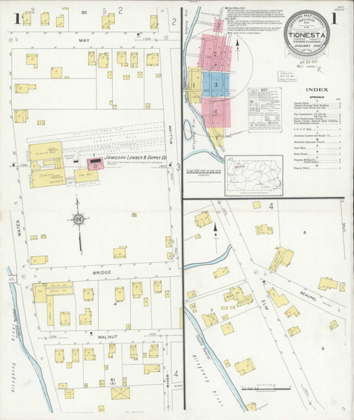 Tionesta Pennsylvania 1930 - Fire Insurance Index - Old Map Reprint