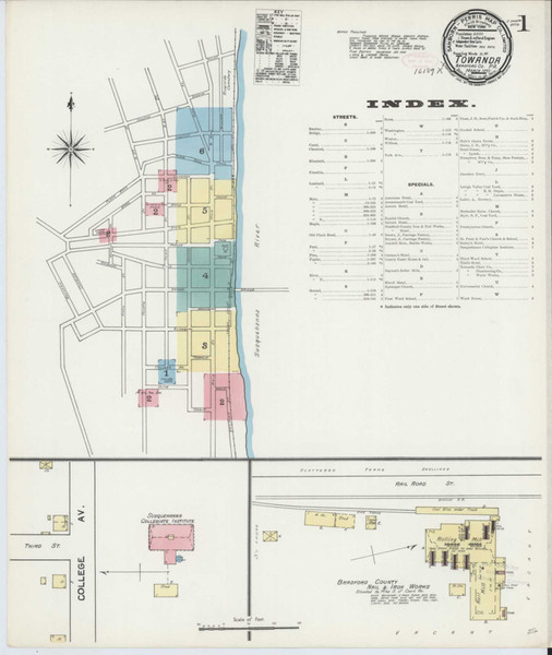 Towanda Pennsylvania 1892 - Fire Insurance Index - Old Map Reprint