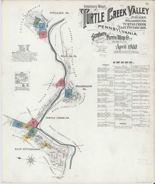 Turtle Creek Valley Pennsylvania 1900 - Fire Insurance Index - Old Map Reprint