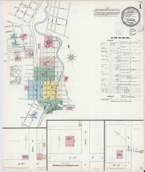 Tyrone Pennsylvania 1896 - Fire Insurance Index - Old Map Reprint