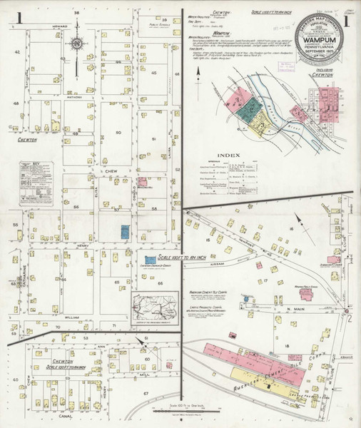 Wampum Pennsylvania 1925 - Fire Insurance Index - Old Map Reprint