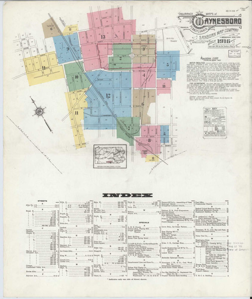 Waynesboro Pennsylvania 1916 - Fire Insurance Index - Old Map Reprint