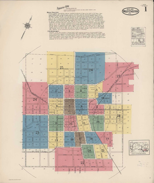West Chester Pennsylvania 1921 - Fire Insurance Index - Old Map Reprint