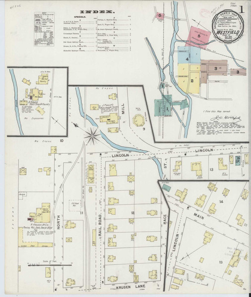Westfield Pennsylvania 1894 - Fire Insurance Index - Old Map Reprint