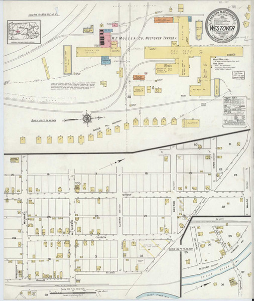 Westover Pennsylvania 1917 - Fire Insurance Index - Old Map Reprint