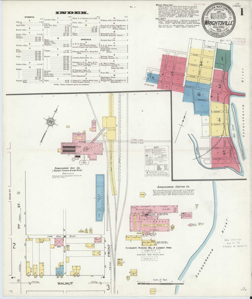 Wrightsville Pennsylvania 1909 - Fire Insurance Index - Old Map Reprint