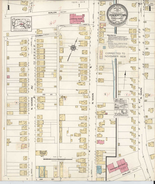 Yeagertown Pennsylvania 1928 - Fire Insurance Index - Old Map Reprint