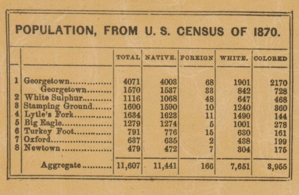 Population Statistics - Scott County, Kentucky 1879 Old Town Map Custom Print - Scott Co.