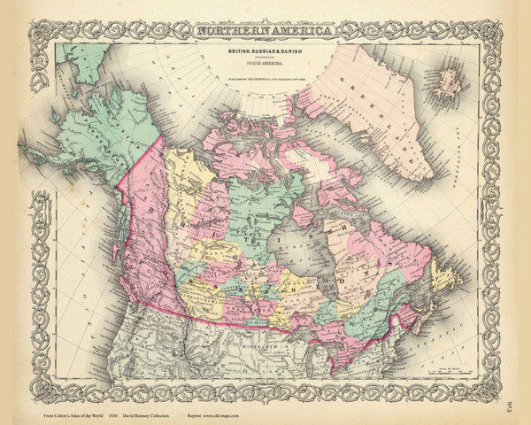 Northern America (British, Russian, Danish) - 1856 Colton World Atlas
