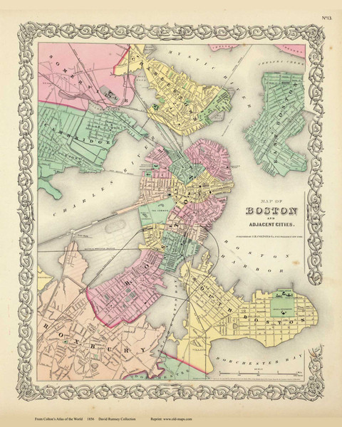 Boston and Vicinity - 1856 Colton World Atlas
