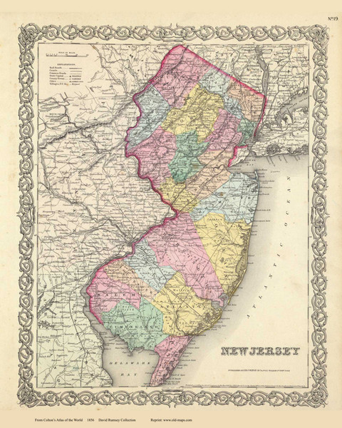 New Jersey - 1856 Colton World Atlas