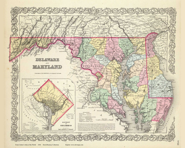 Delaware and Maryland - 1856 Colton World Atlas