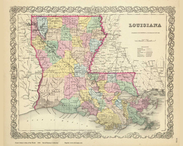 Louisiana - 1856 Colton World Atlas