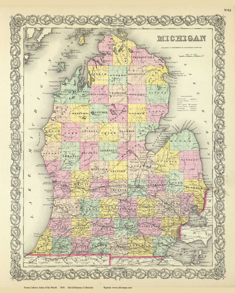 Michigan - 1856 Colton World Atlas