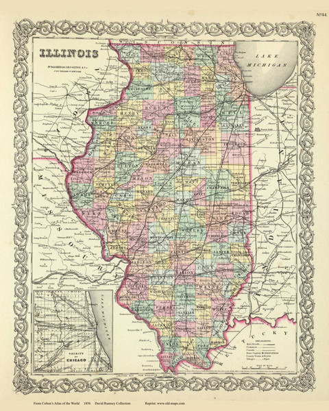 Illinois - 1856 Colton World Atlas