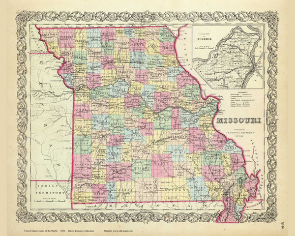 Missouri - 1856 Colton World Atlas