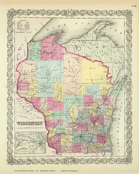 Wisconsin - 1856 Colton World Atlas