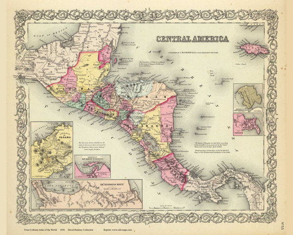 Central America - 1856 Colton World Atlas