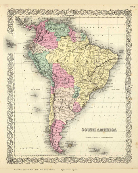 South America - 1856 Colton World Atlas