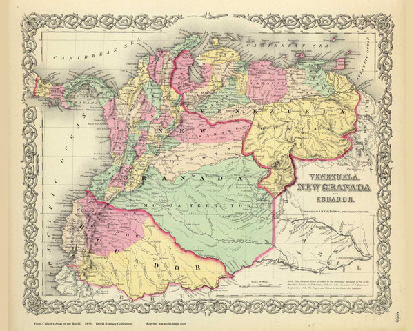 Venezuela, New Granada (Columbia), and Ecuador - 1856 Colton World Atlas