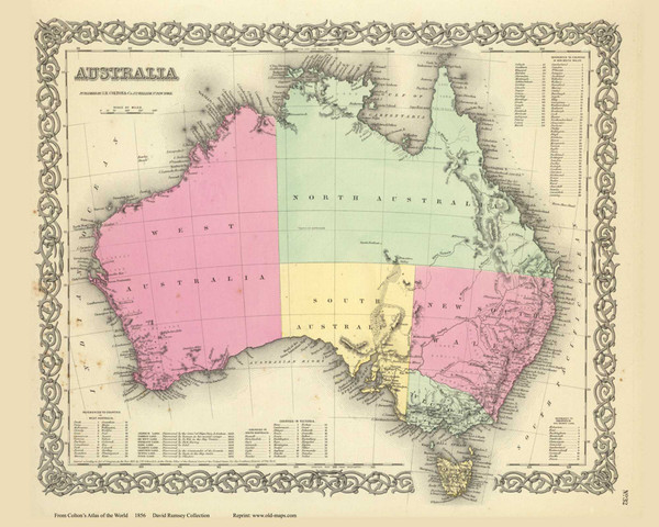 Australia - 1856 Colton World Atlas