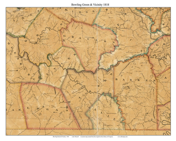 Bowling Green & Vicinity, 1818 - Kentucky Regions Custom Munsell - KY State Maps