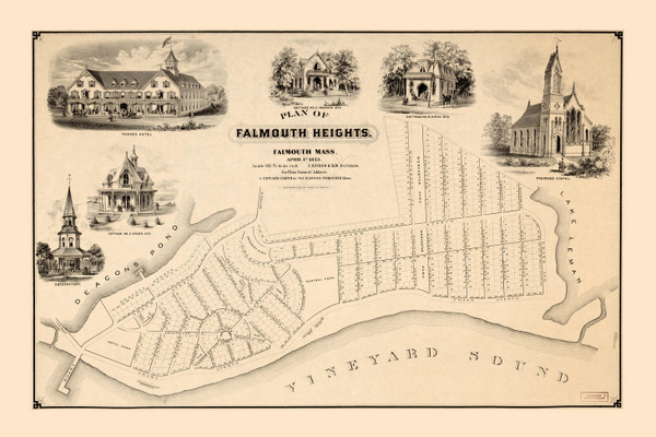 Falmouth Heights 1850 - Old Map  Barnstable County - Massachusetts Cities Other