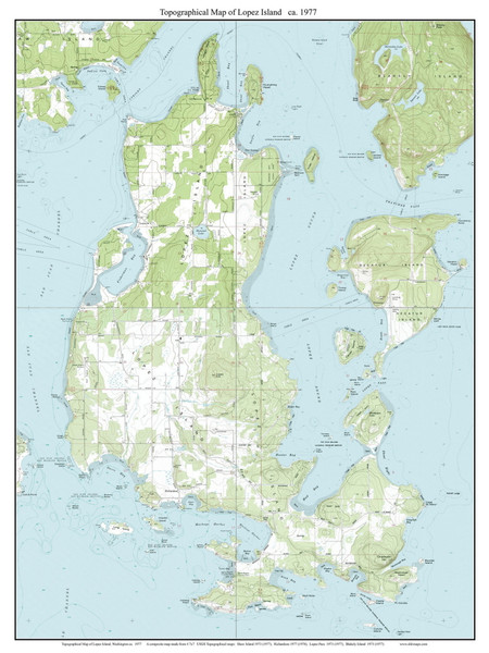 Lopez Island 1977 - Custom USGS Old Topo Map - Washington State 7x7