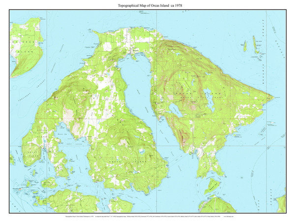 Orcas Island 1973 - Custom USGS Old Topo Map - Washington State 7x7