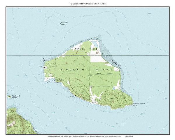 Sinclair Island 1977 - Custom USGS Old Topo Map - Washington State 7x7