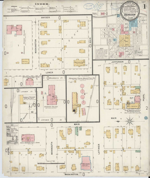 Abingdon Illinois 1898 - Fire Insurance Index - Old Map Reprint