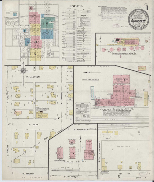 Abingdon Illinois 1912 - Fire Insurance Index - Old Map Reprint