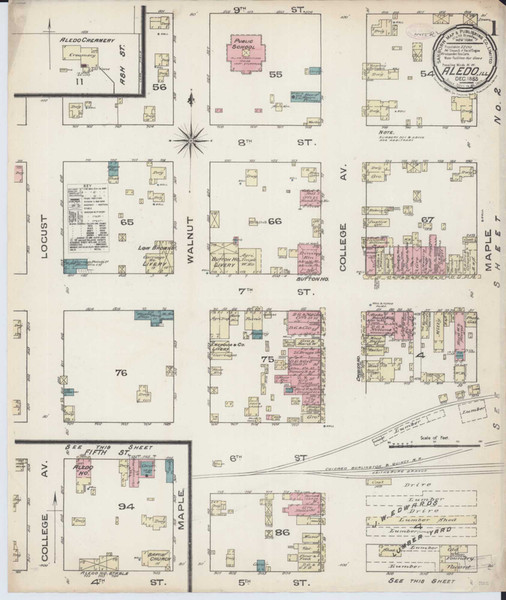 Aledo Illinois 1885 - Fire Insurance Index - Old Map Reprint