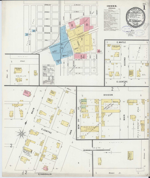 Altamont Illinois 1898 - Fire Insurance Index - Old Map Reprint